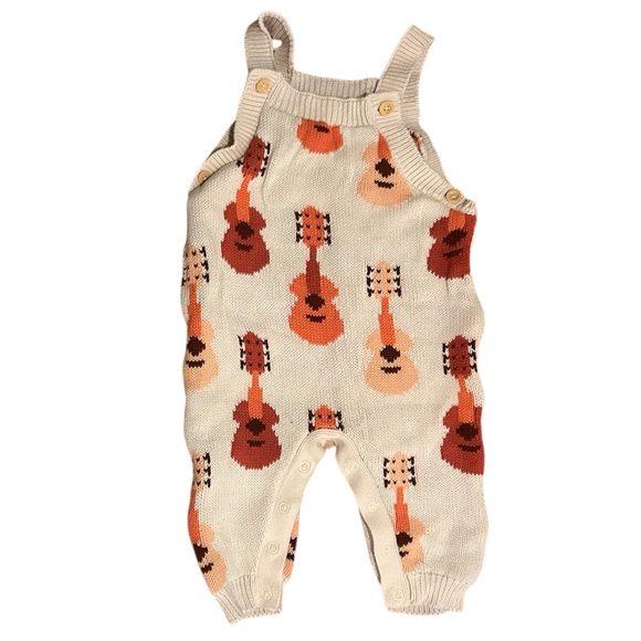 6-9m Monica and Andy Guitar Knit Baby Overalls Acoustic Ukelele Bass Instruments - Picture 4 of 5